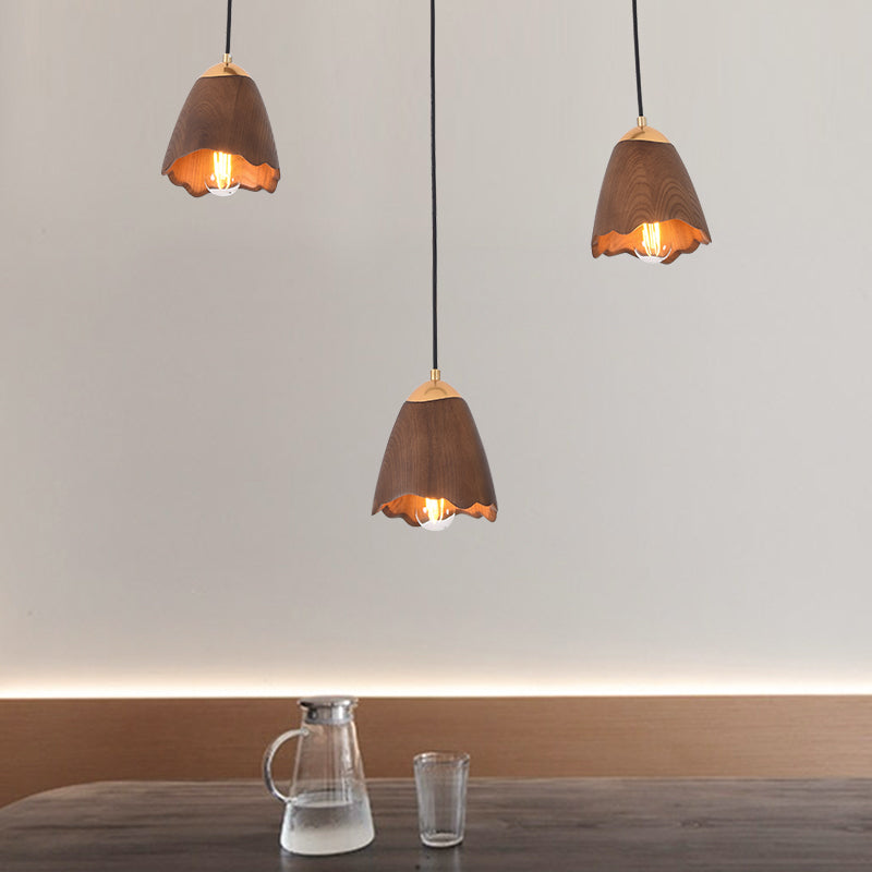 Wooden Bell Pendant Light Fixture