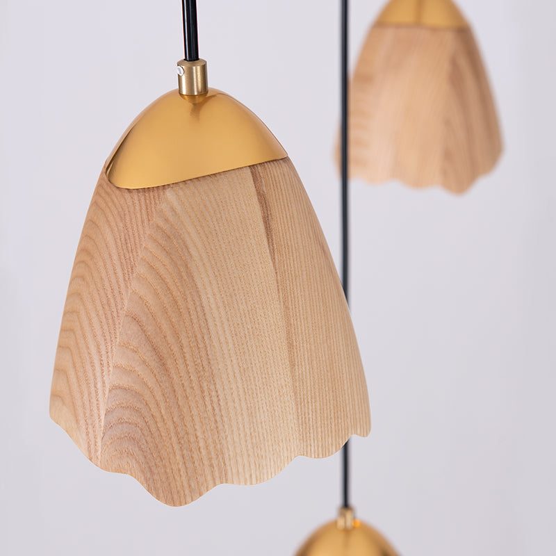 Wooden Bell Pendant Light Fixture