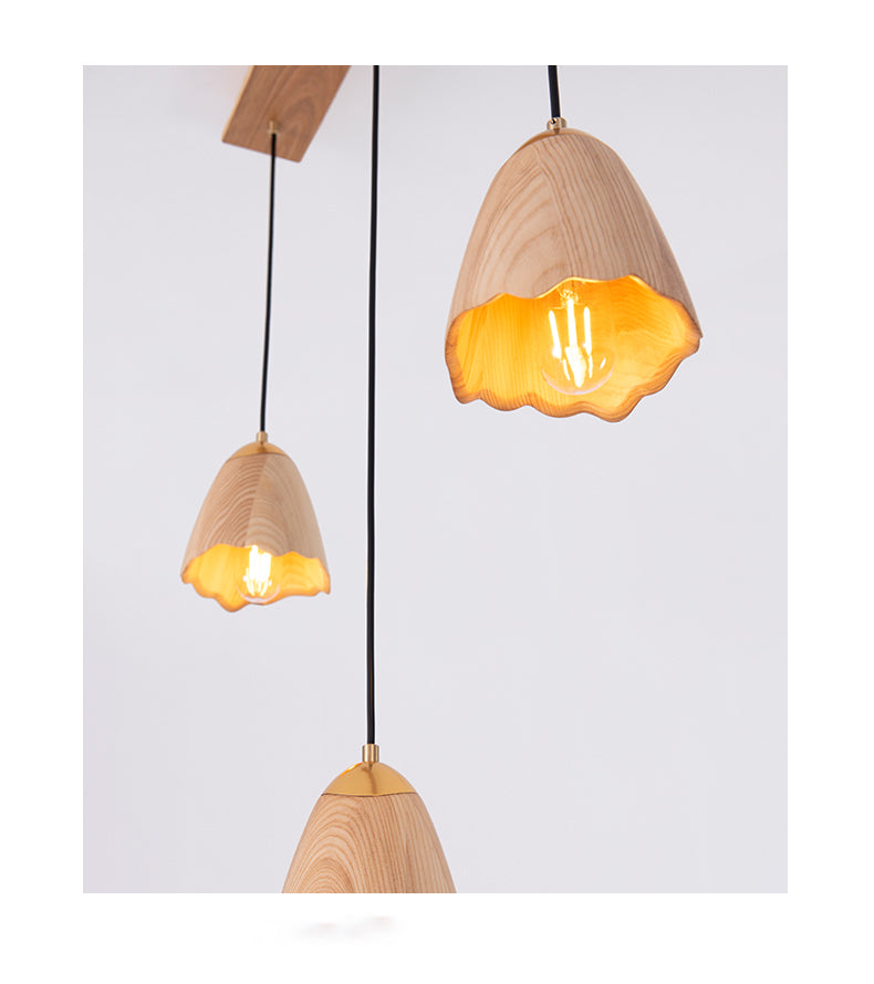 Wooden Bell Pendant Light Fixture