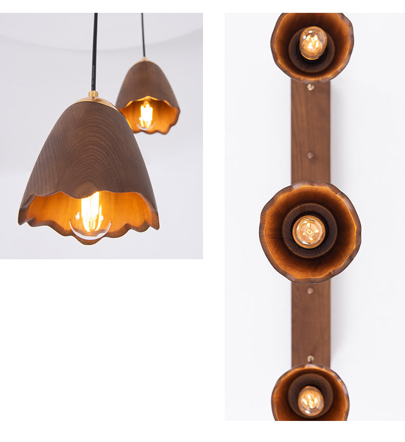 Wooden Bell Pendant Light Fixture