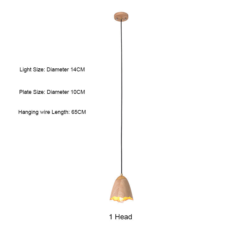 Wooden Bell Pendant Light Fixture