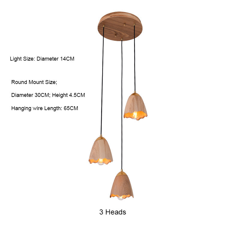 Wooden Bell Pendant Light Fixture