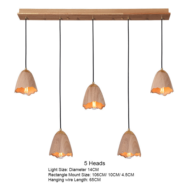 Wooden Bell Pendant Light Fixture