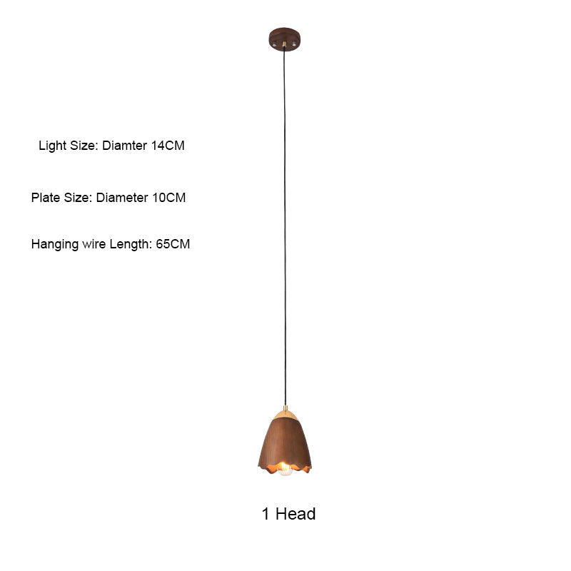 Wooden Bell Pendant Light Fixture