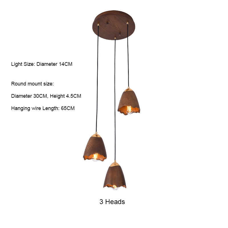 Wooden Bell Pendant Light Fixture