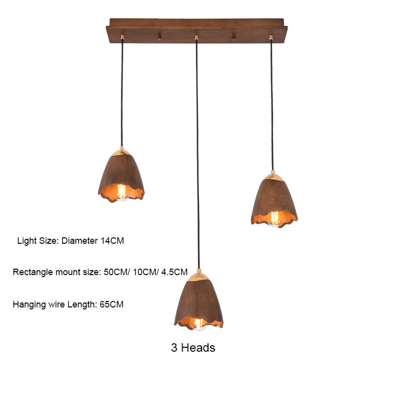 Wooden Bell Pendant Light Fixture