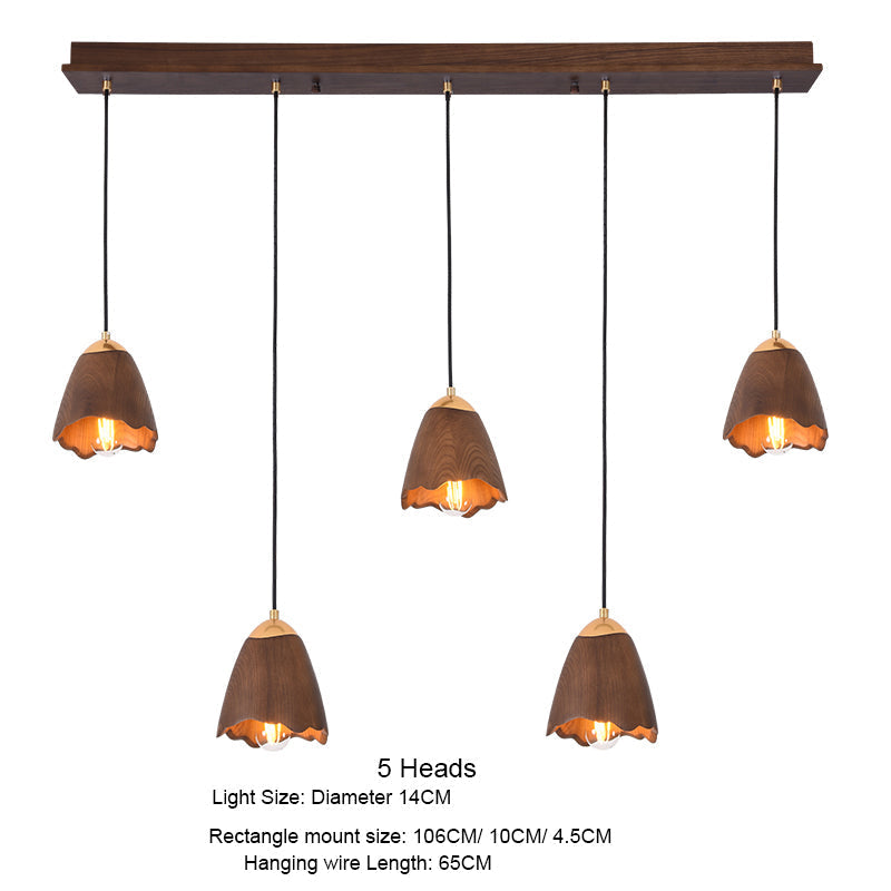 Wooden Bell Pendant Light Fixture