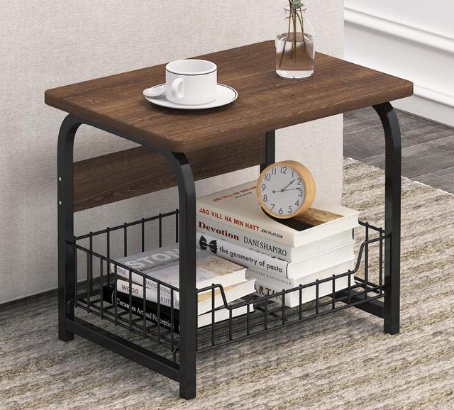 Metal Side Table with Storage