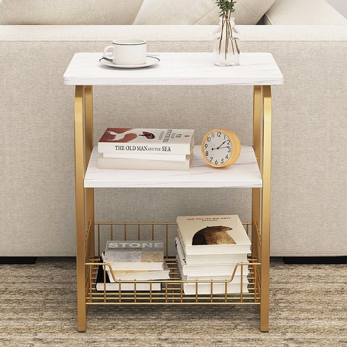 Metal Side Table with Storage