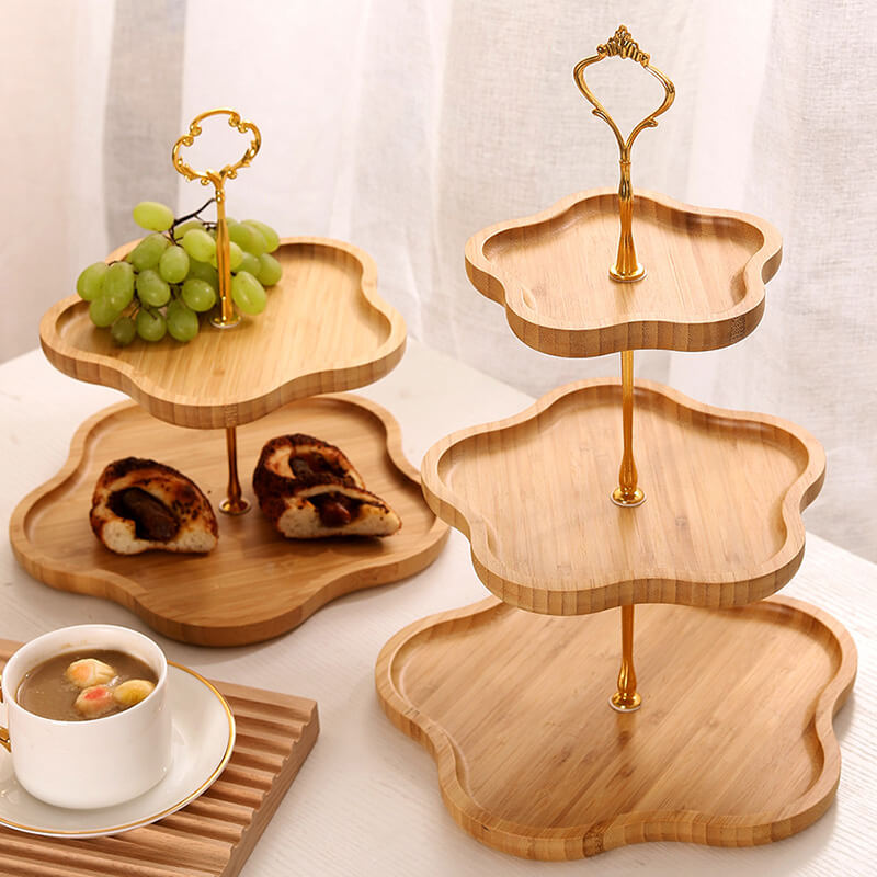 Wooden Flower-Shaped Cake Stand