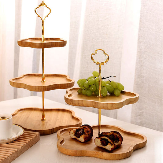 Wooden Flower-Shaped Cake Stand