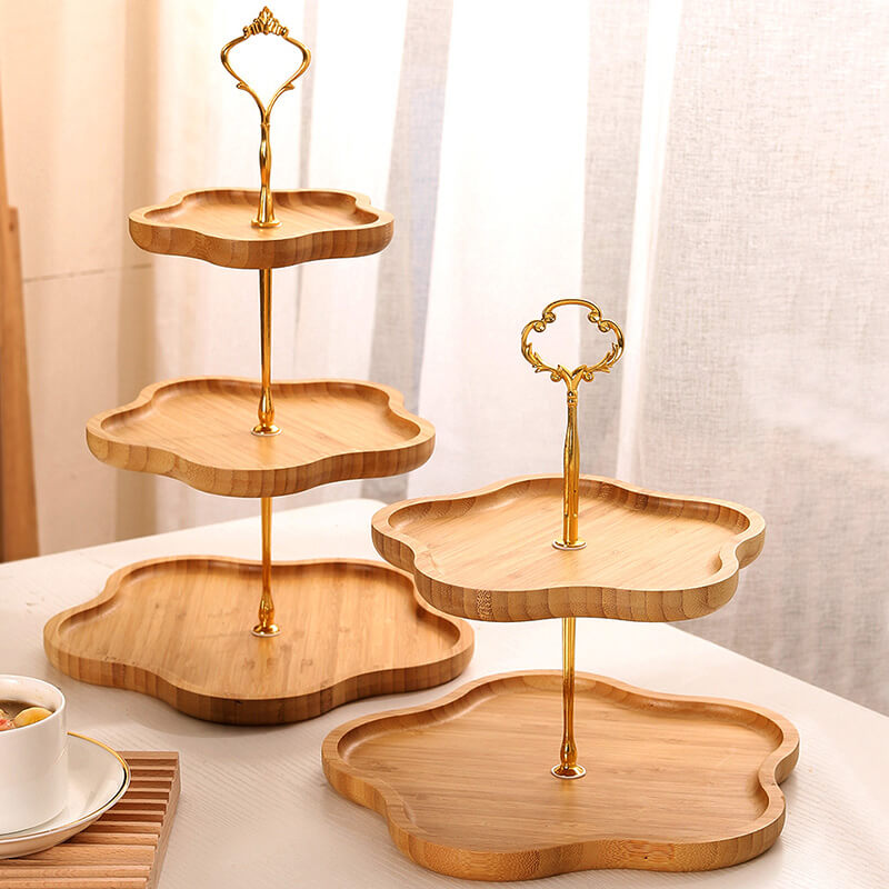 Wooden Flower-Shaped Cake Stand