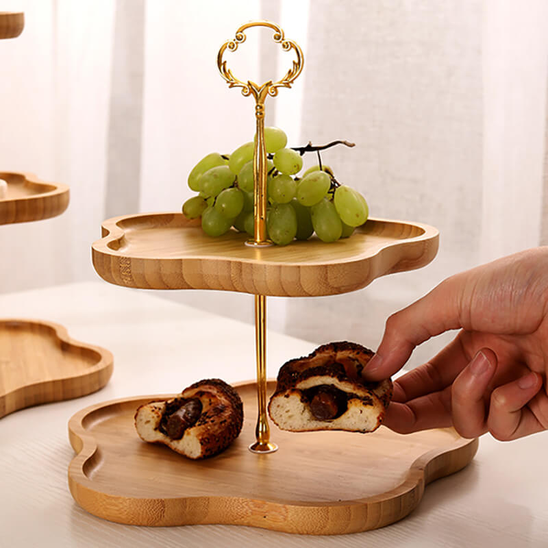 Wooden Flower-Shaped Cake Stand