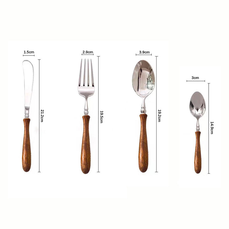 Wooden Handle Flatware Set 4Pcs