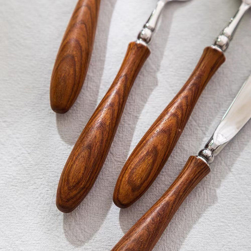 Wooden Handle Flatware Set 4Pcs