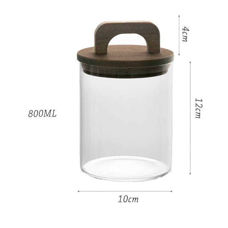 Wooden Handle Glass Storage Jar