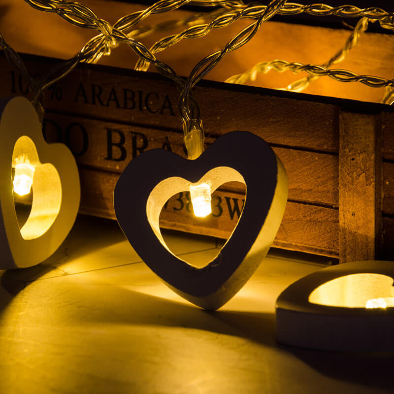 Wooden Heart String Lights Decor