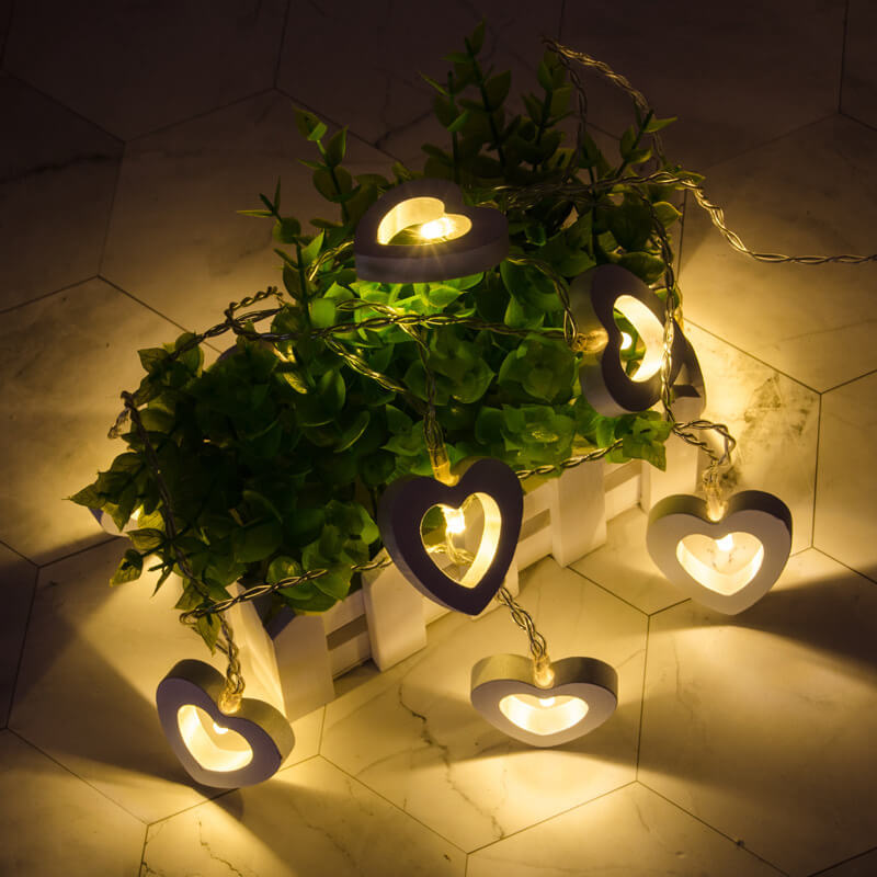 Wooden Heart String Lights Decor