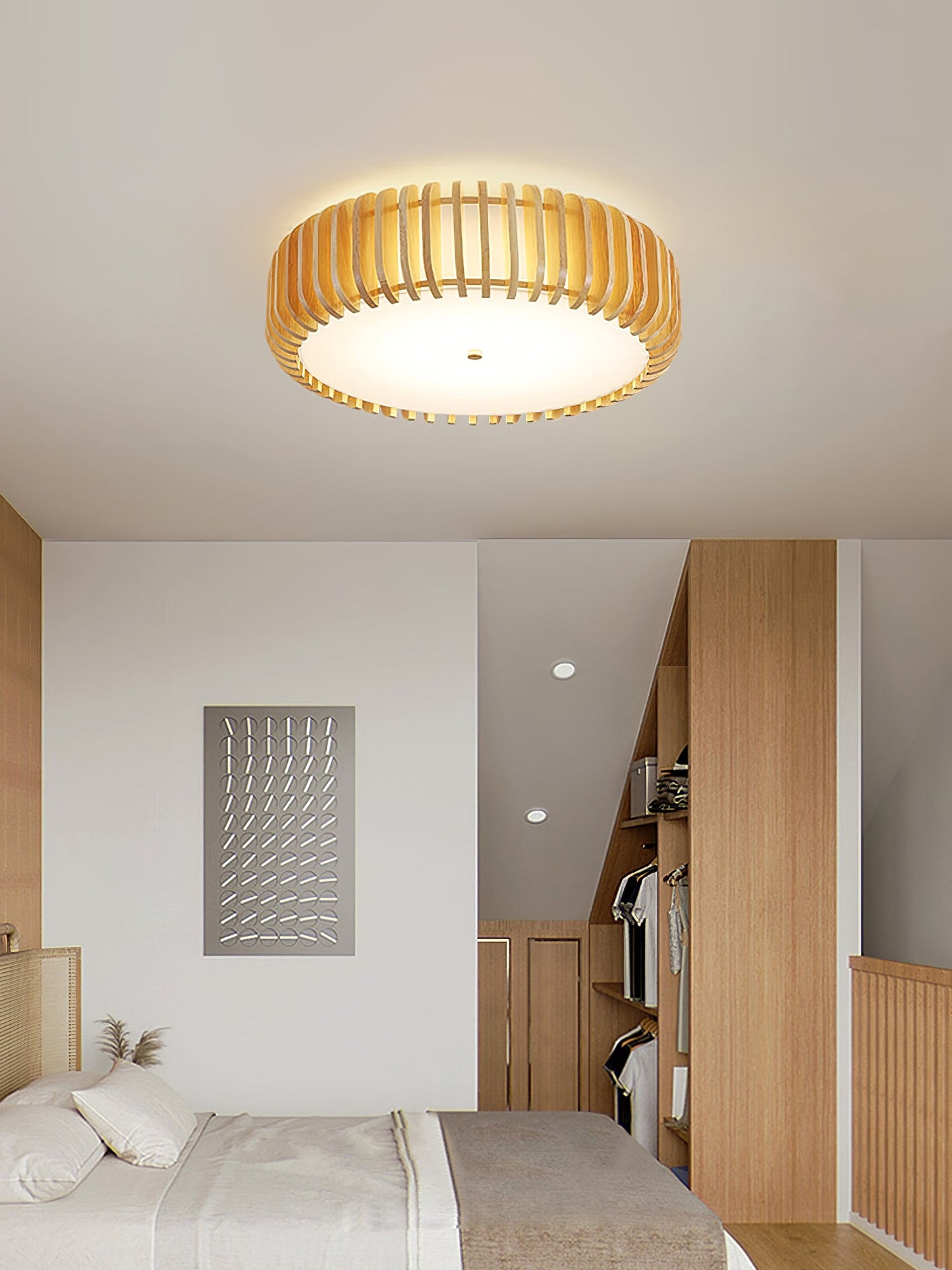 Wooden Drum Ceiling Lamp