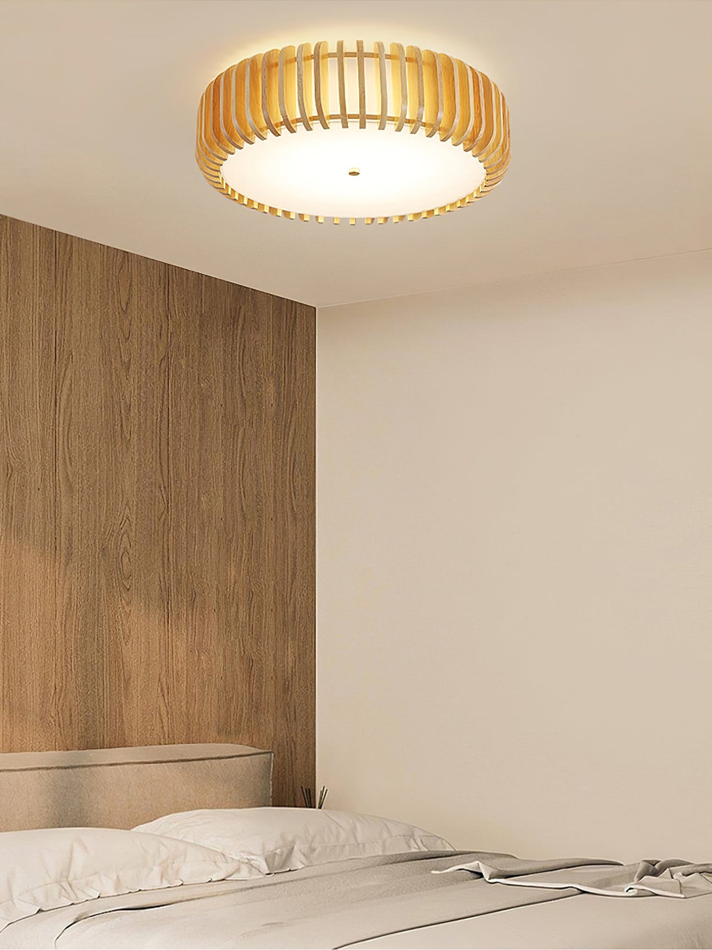 Wooden Drum Ceiling Lamp