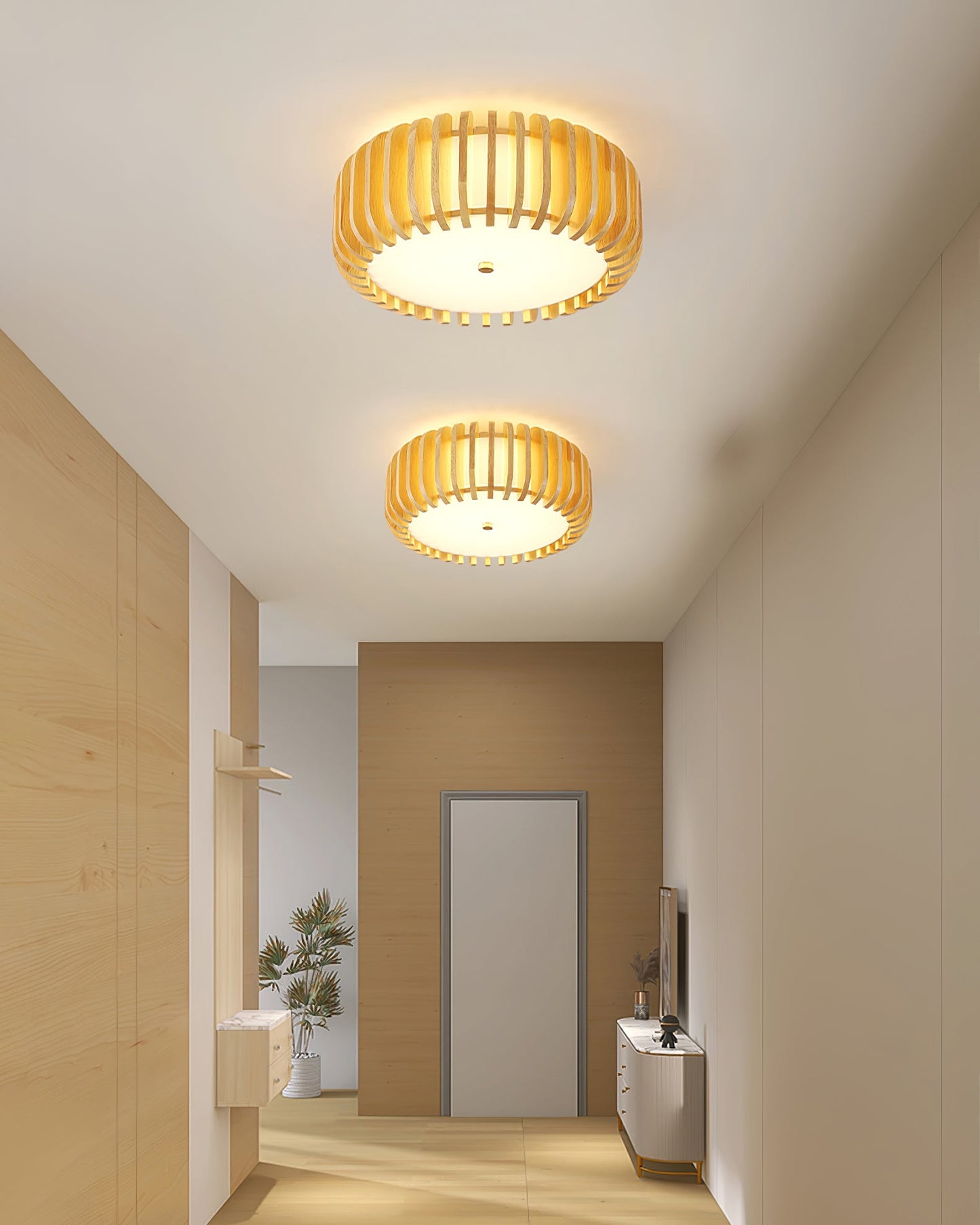 Wooden Drum Ceiling Lamp