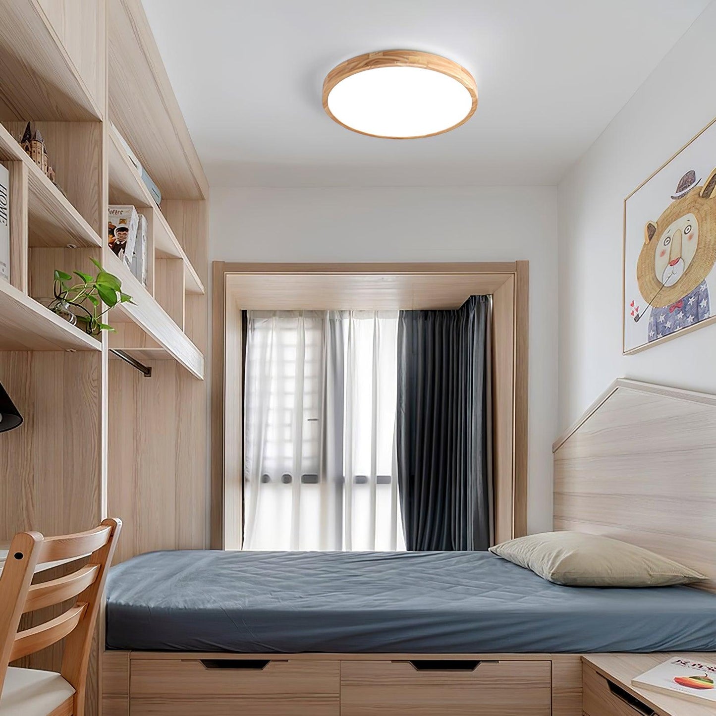 Wooden Geometric Ceiling Light