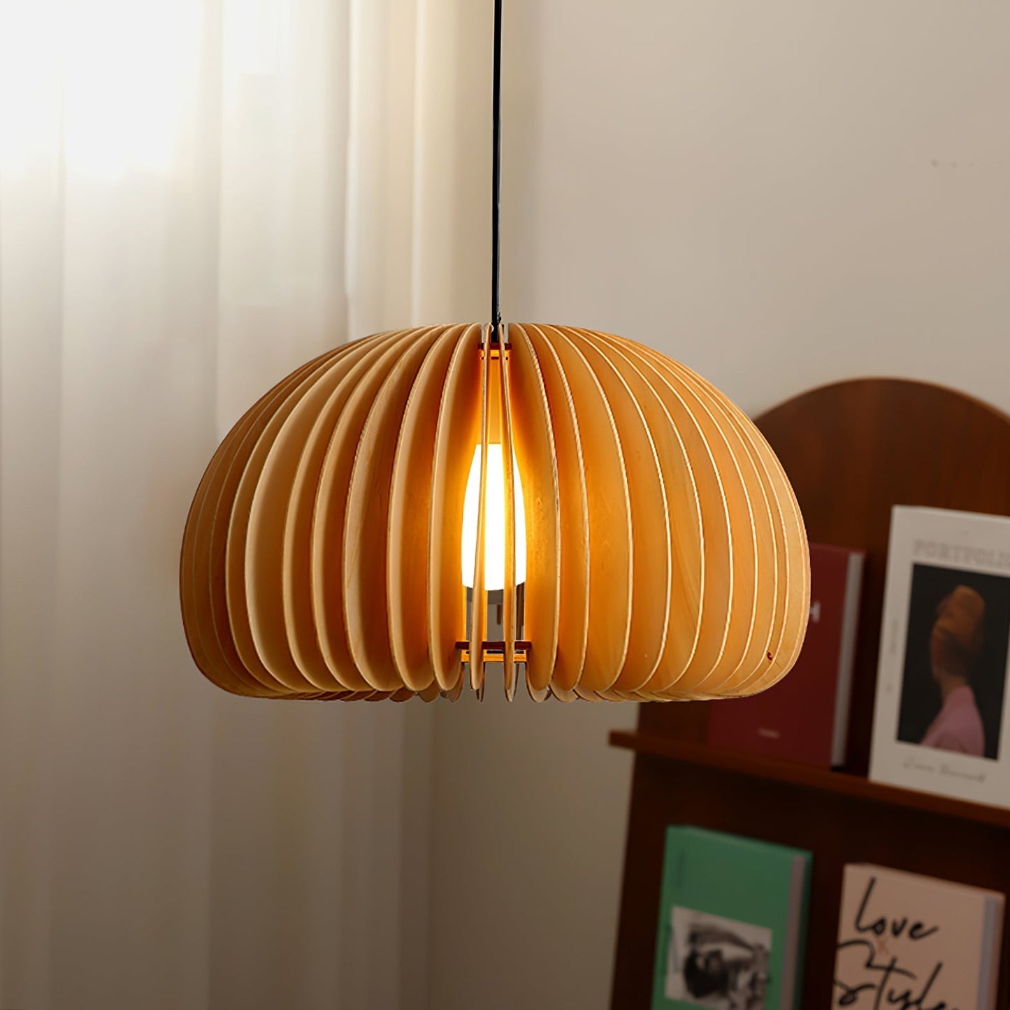 Wooden Pumpkin Pendant Lamp