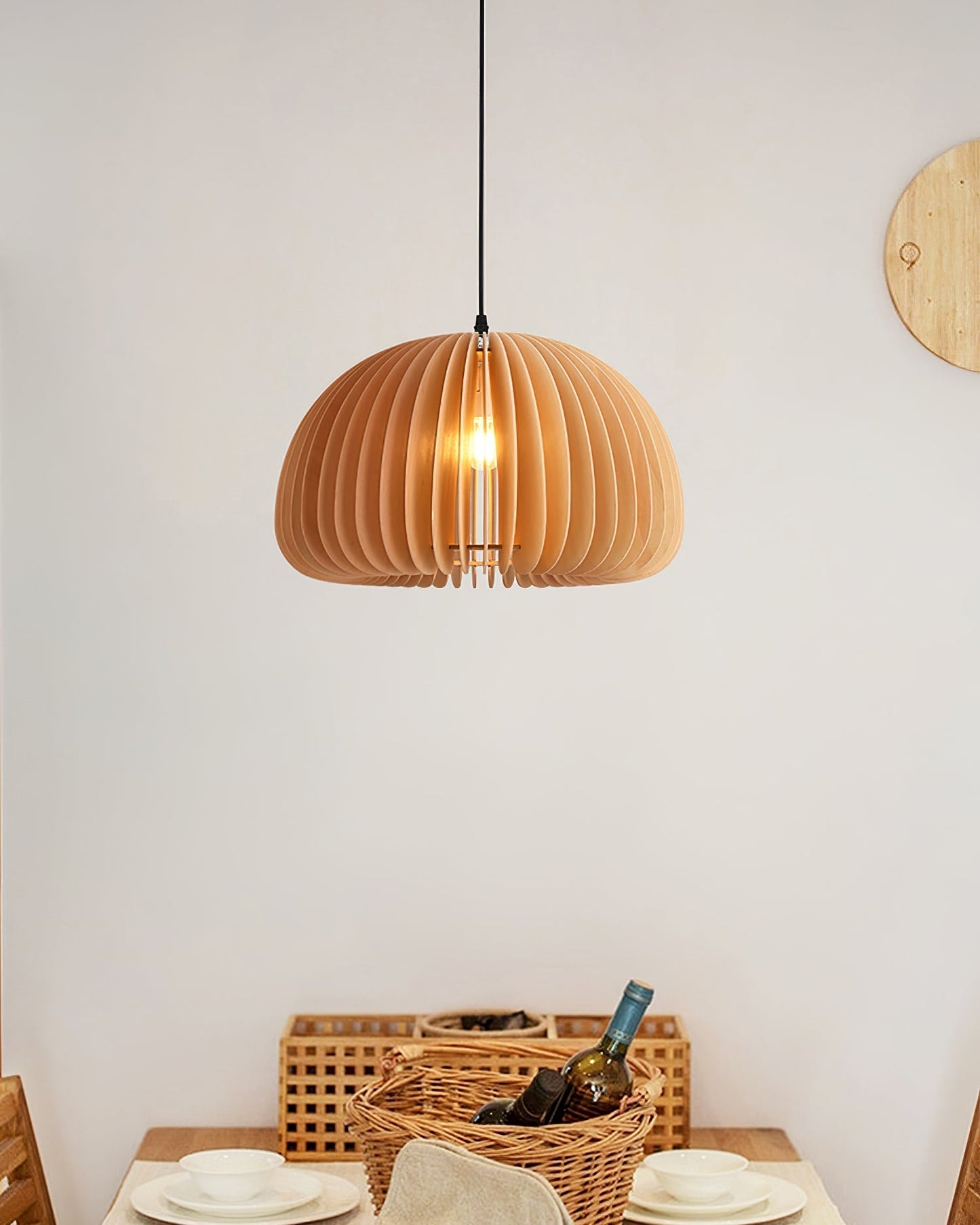 Wooden Pumpkin Pendant Lamp