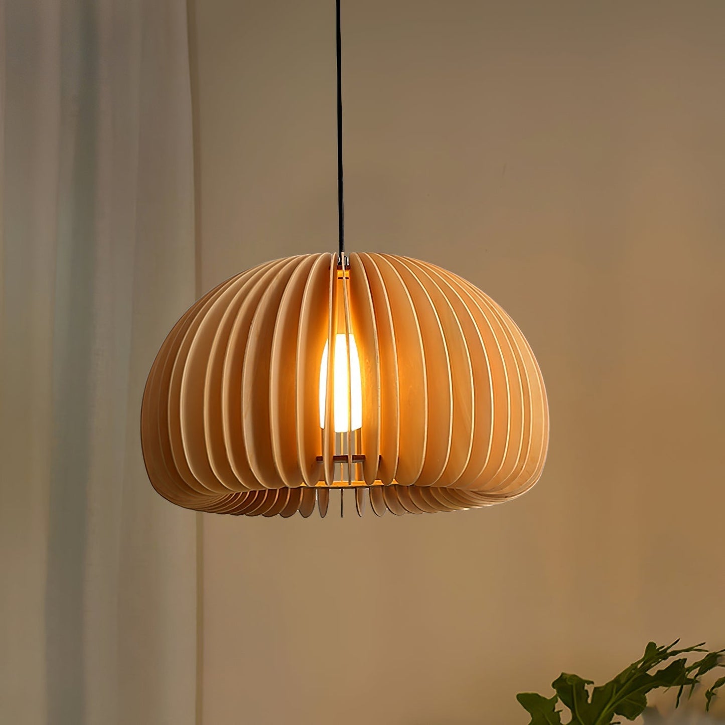 Wooden Pumpkin Pendant Lamp