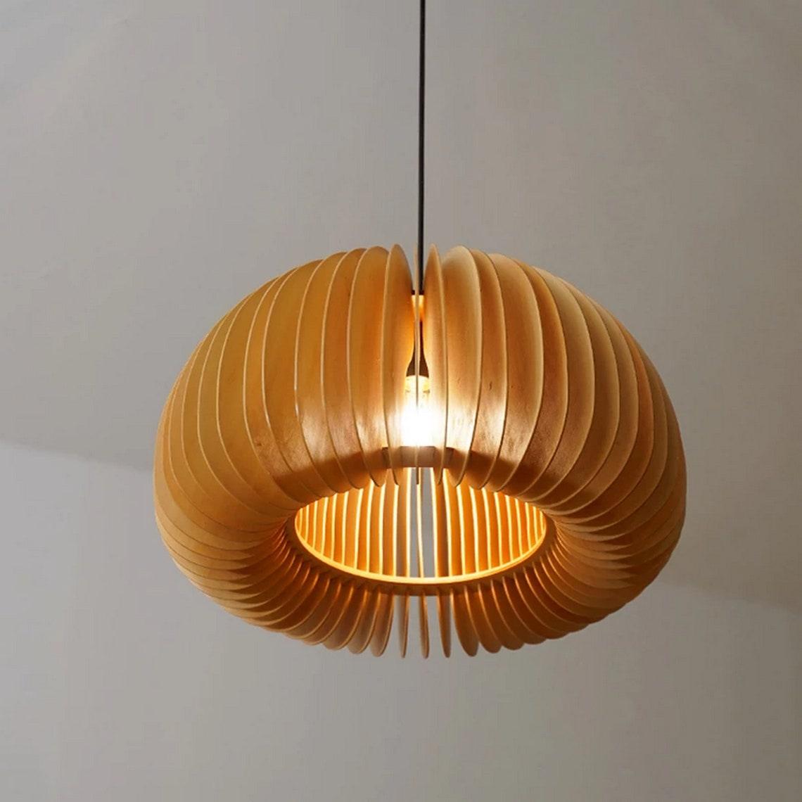 Wooden Pumpkin Pendant Lamp