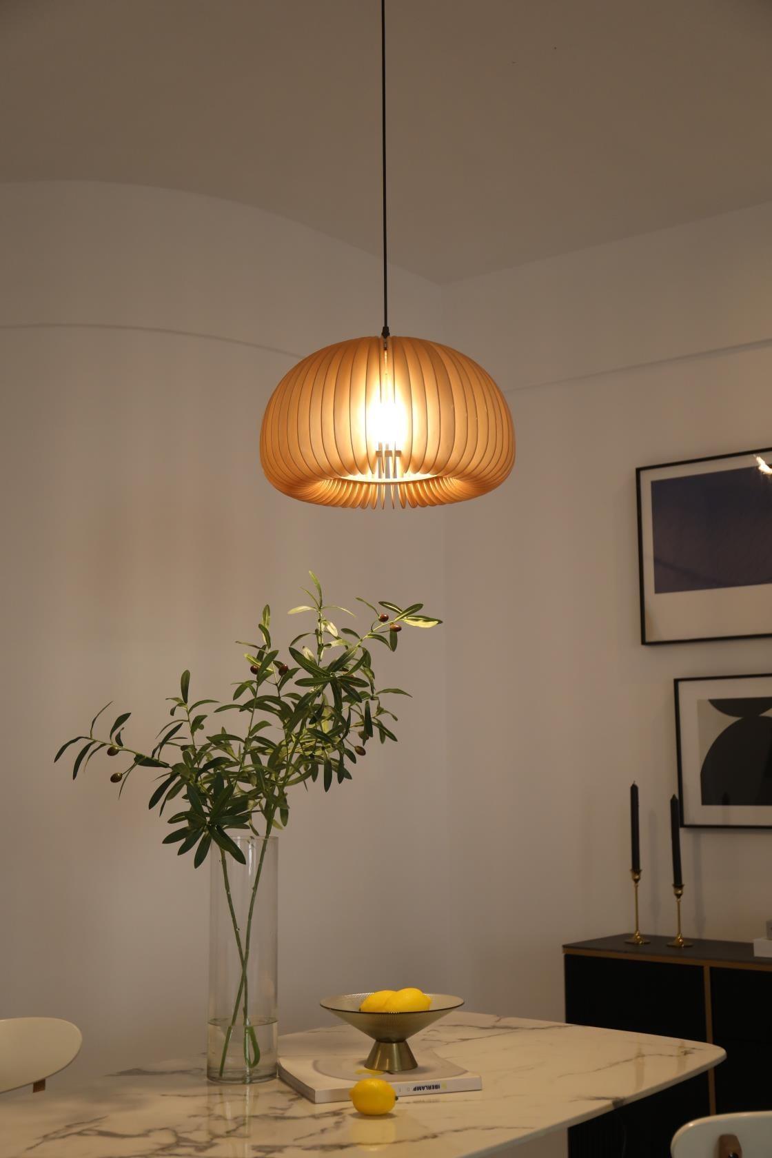 Wooden Pumpkin Pendant Lamp