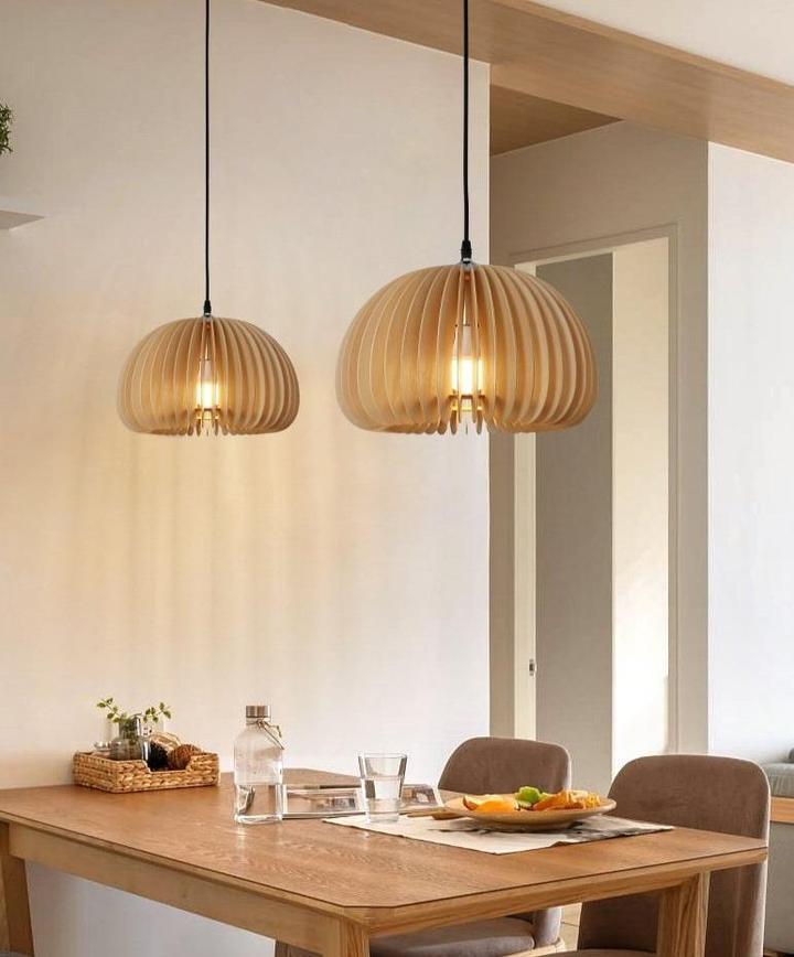 Wooden Pumpkin Pendant Lamp