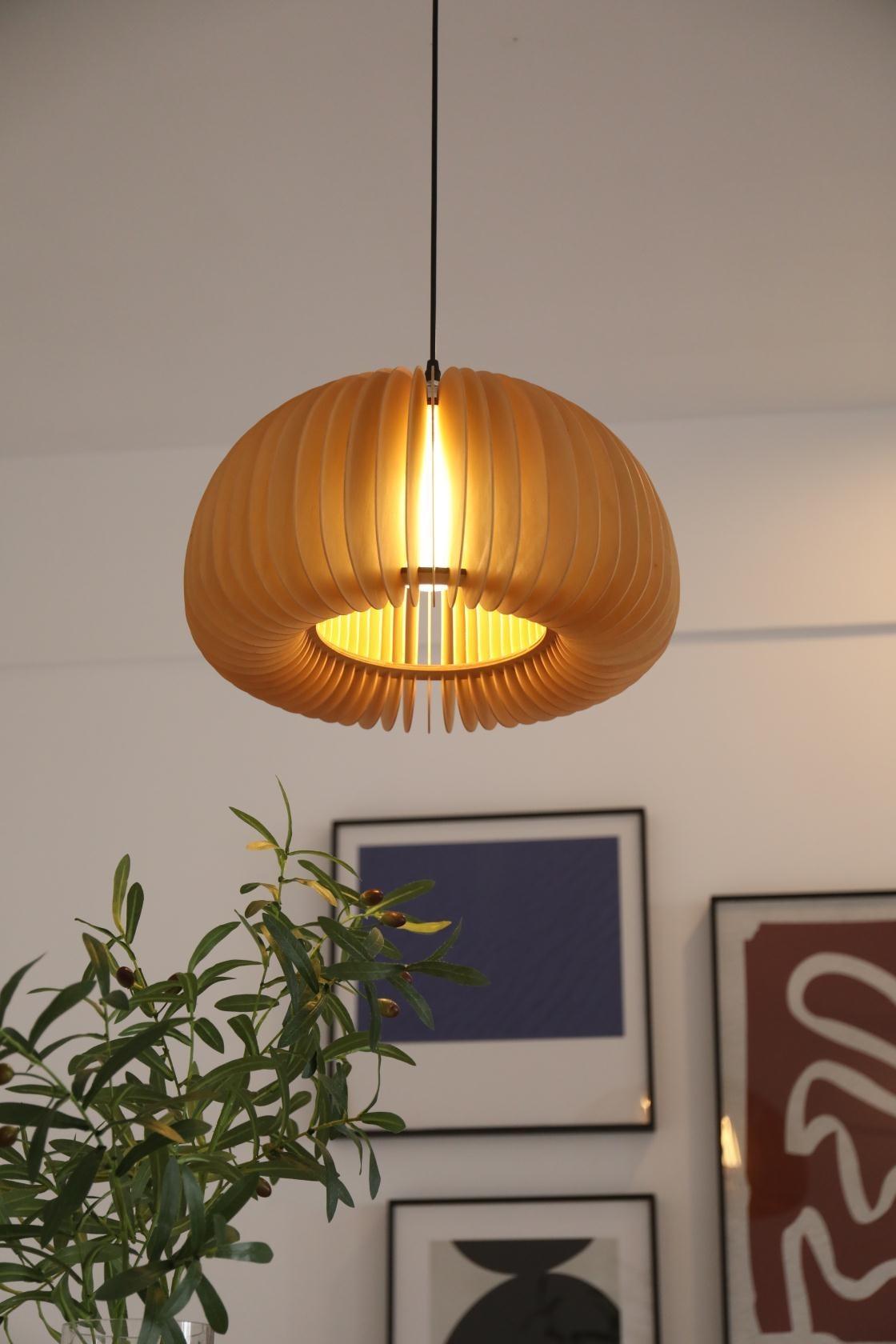 Wooden Pumpkin Pendant Lamp