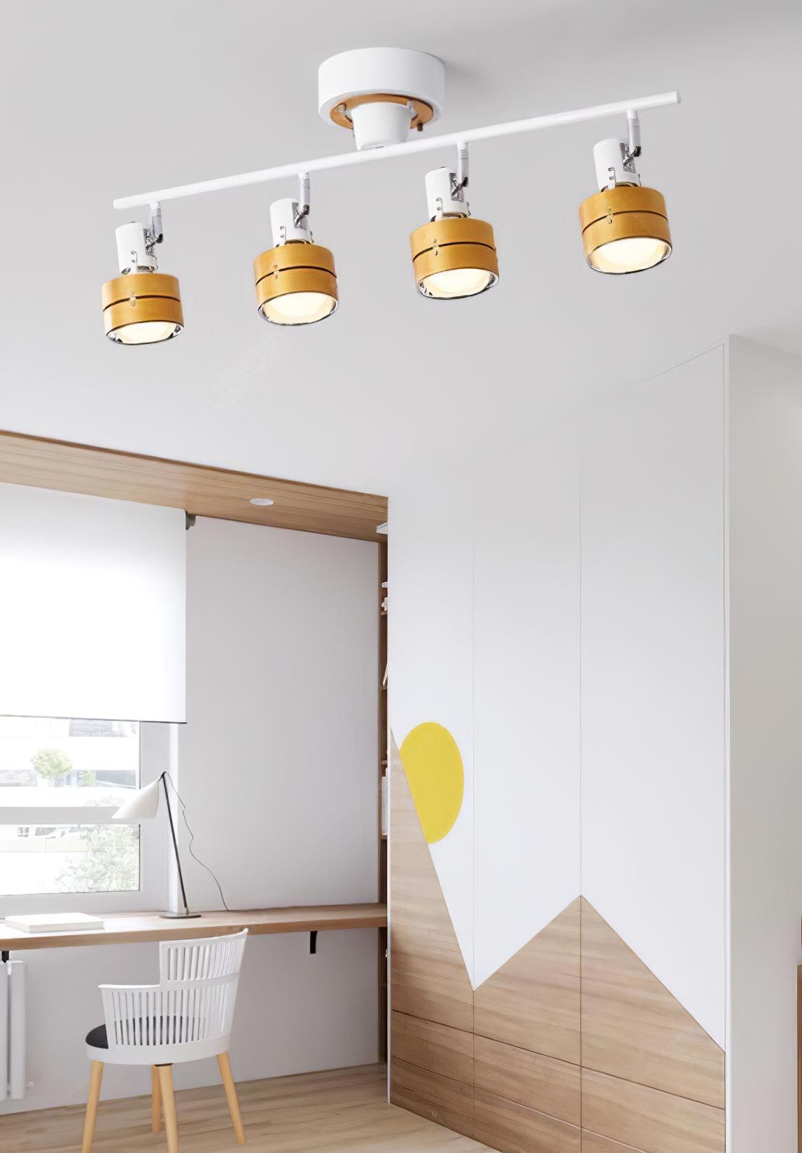 Wooden Adjustable Spot Ceiling Lamp