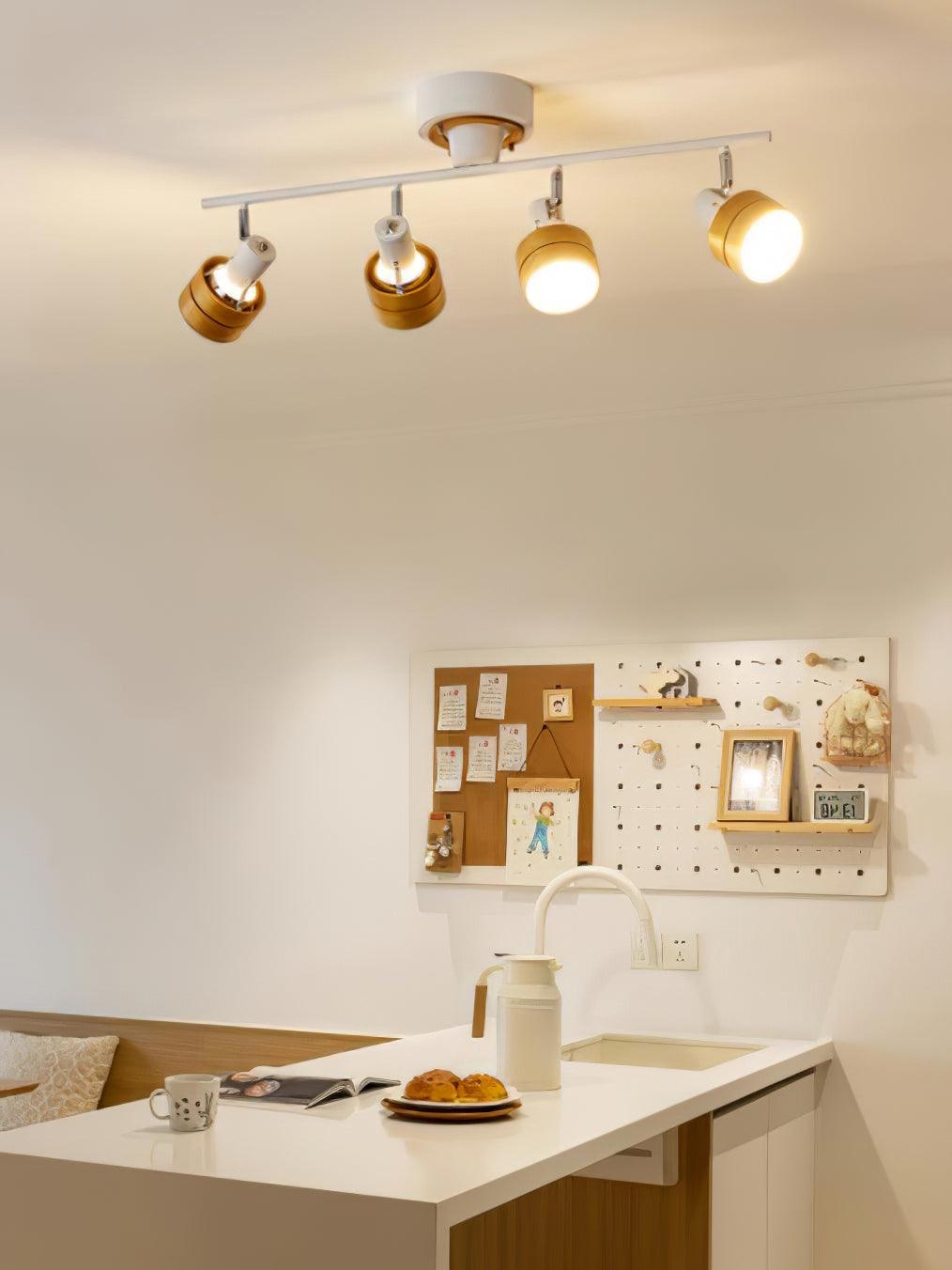 Wooden Adjustable Spot Ceiling Lamp