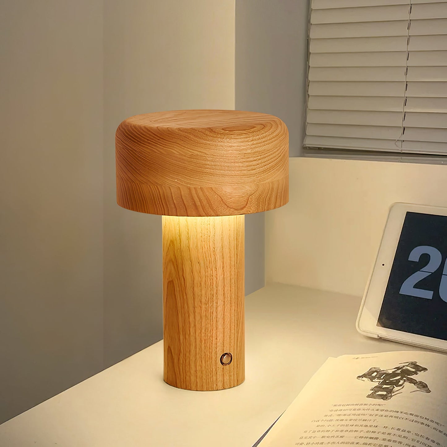 Wooden Tower Table Lamp