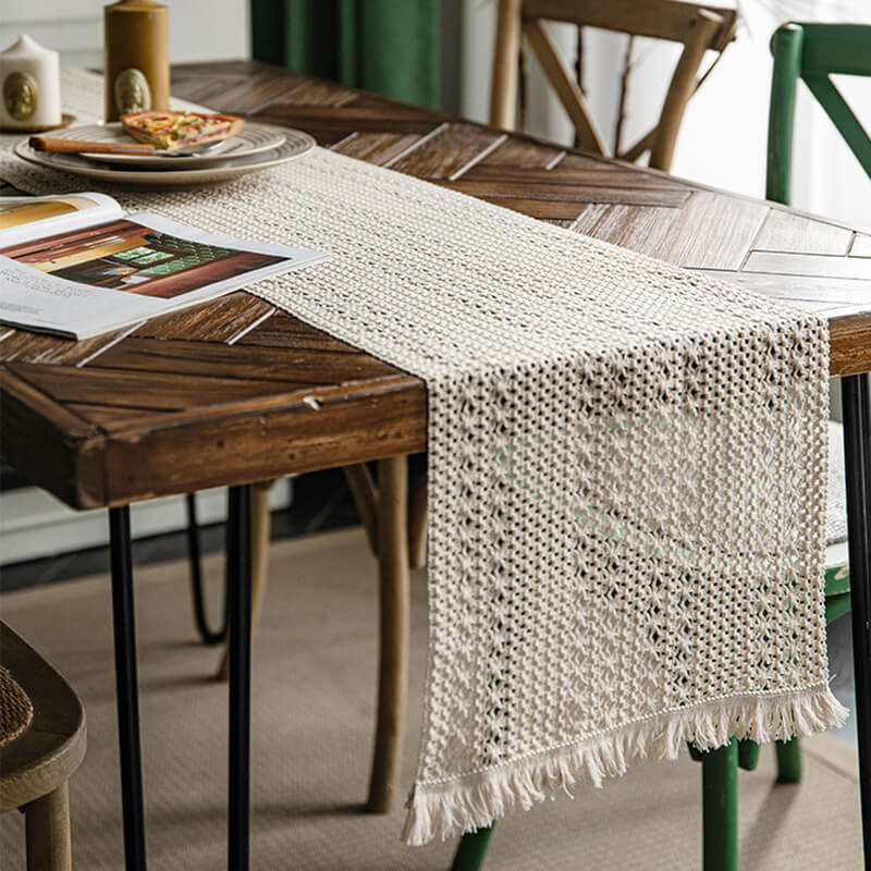 Woven Hollow Tassel Jute Runner