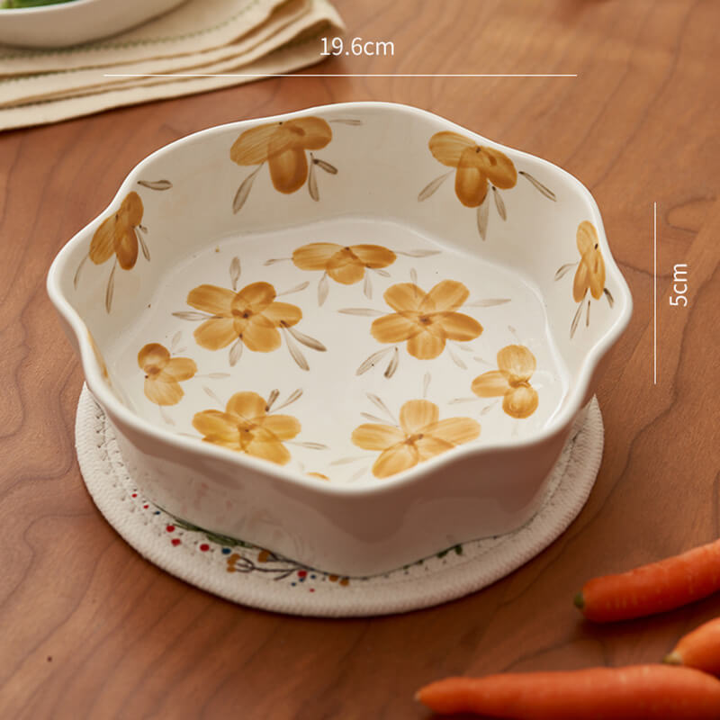 Yellow Flower Ceramic Bakeware Set