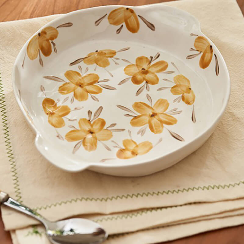 Yellow Flower Ceramic Bakeware Set