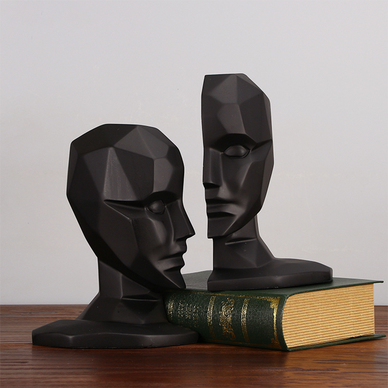 Decorative Face Bookends (Pair) - Nordic Side - book, decorative, face, holders