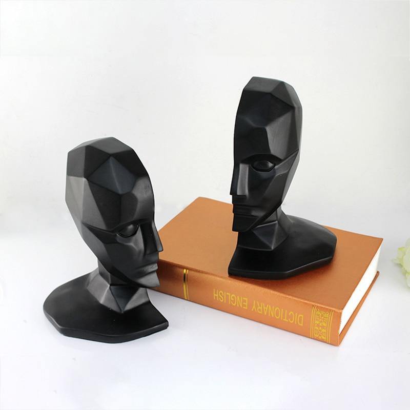 Decorative Face Bookends (Pair) - Nordic Side - book, decorative, face, holders