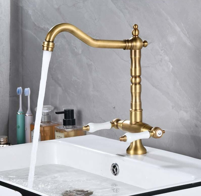 Two-Handle Rustic Brass Faucet