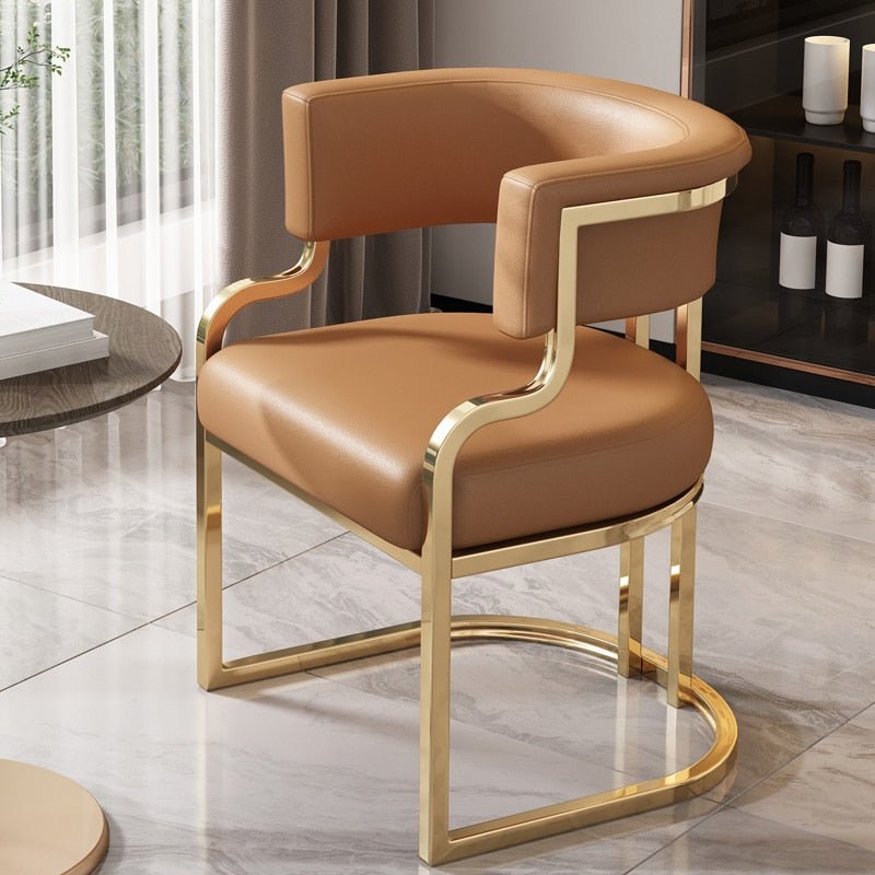 Modern Minimalist Beige/Orange Chair For Dining Room