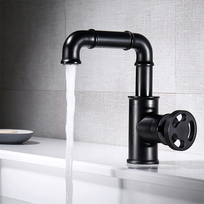 Modern Industrial Bathroom Sink Faucet, Single Hole