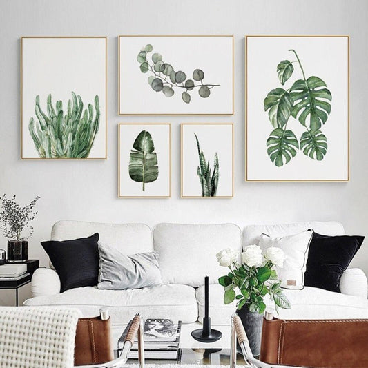 Tropical Green Leaves Wall Art