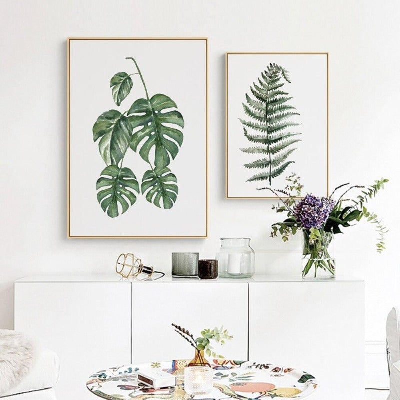 Tropical Green Leaves Wall Art