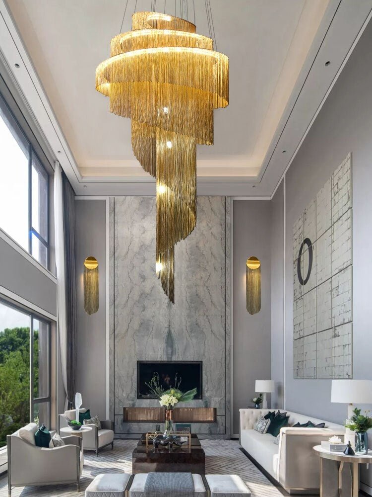 Toudon | Outstanding Silver/Gold Long Chain Chandelier