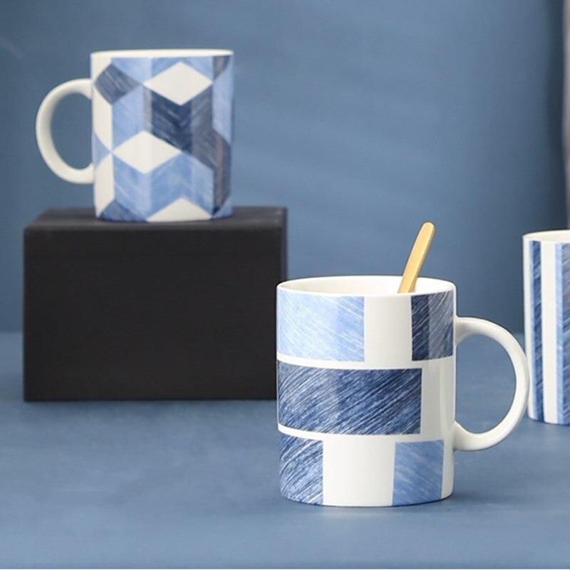 Roxo Blue Patterned Stoneware Mug