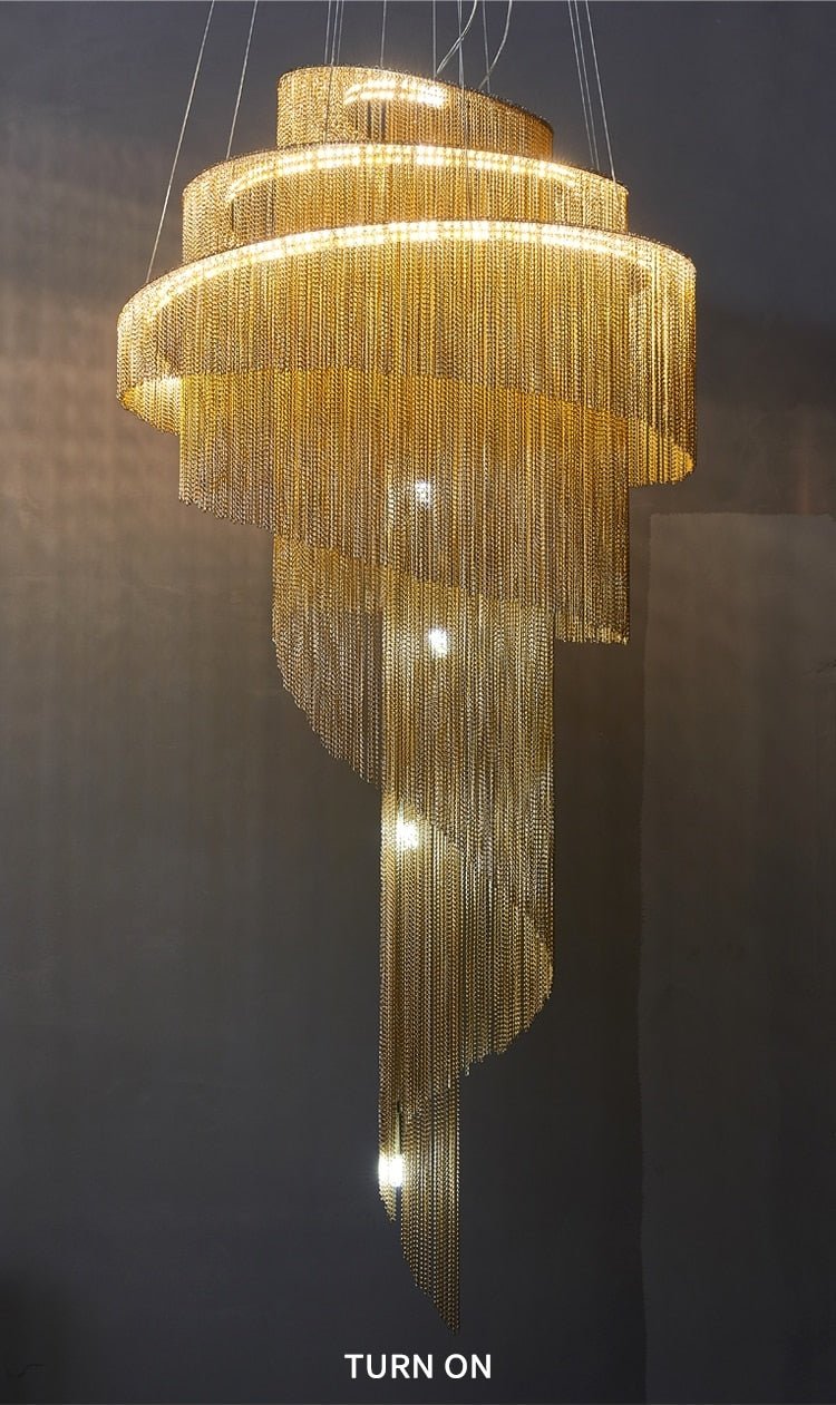 Toudon | Outstanding Silver/Gold Long Chain Chandelier