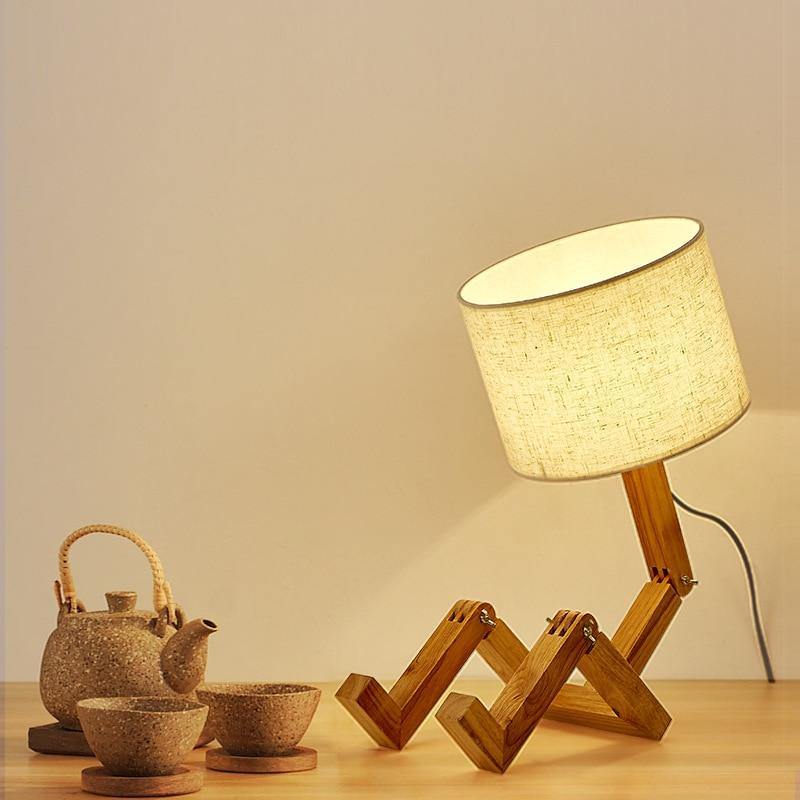 Wooden RoboLamp™ - Nordic Side - lamp, robolamp, robot, wooden